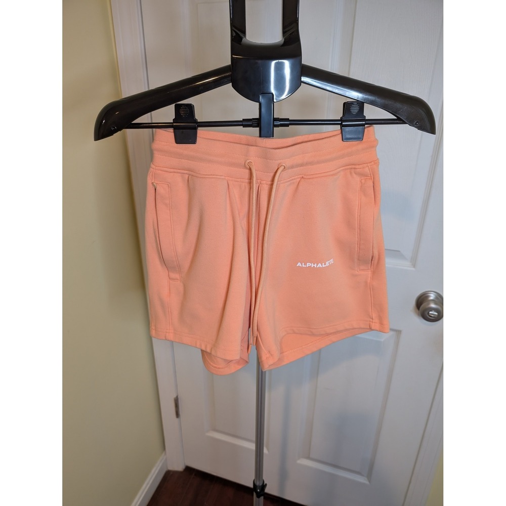 Alphalete Identity Lounge Shorts Peach‎ Drawstring Pockets Gym - Size S
